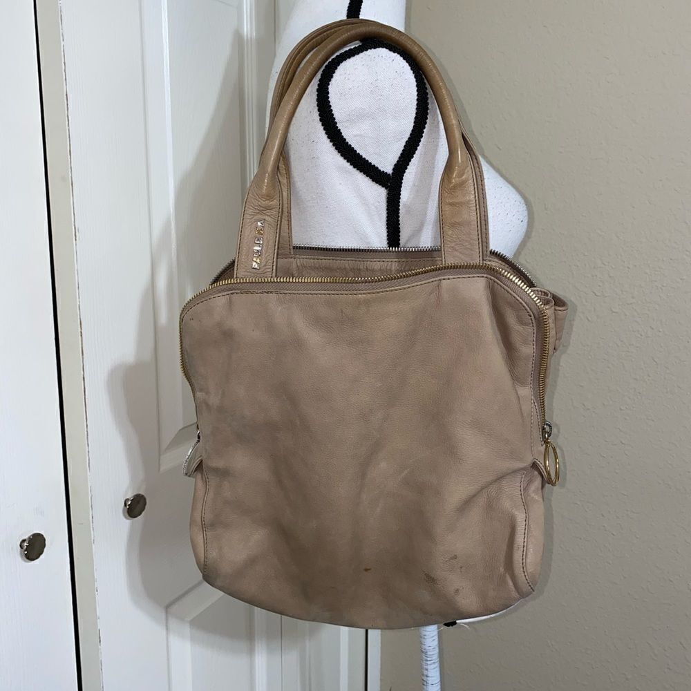 💜 paule ka purse handbag leather khaki tan